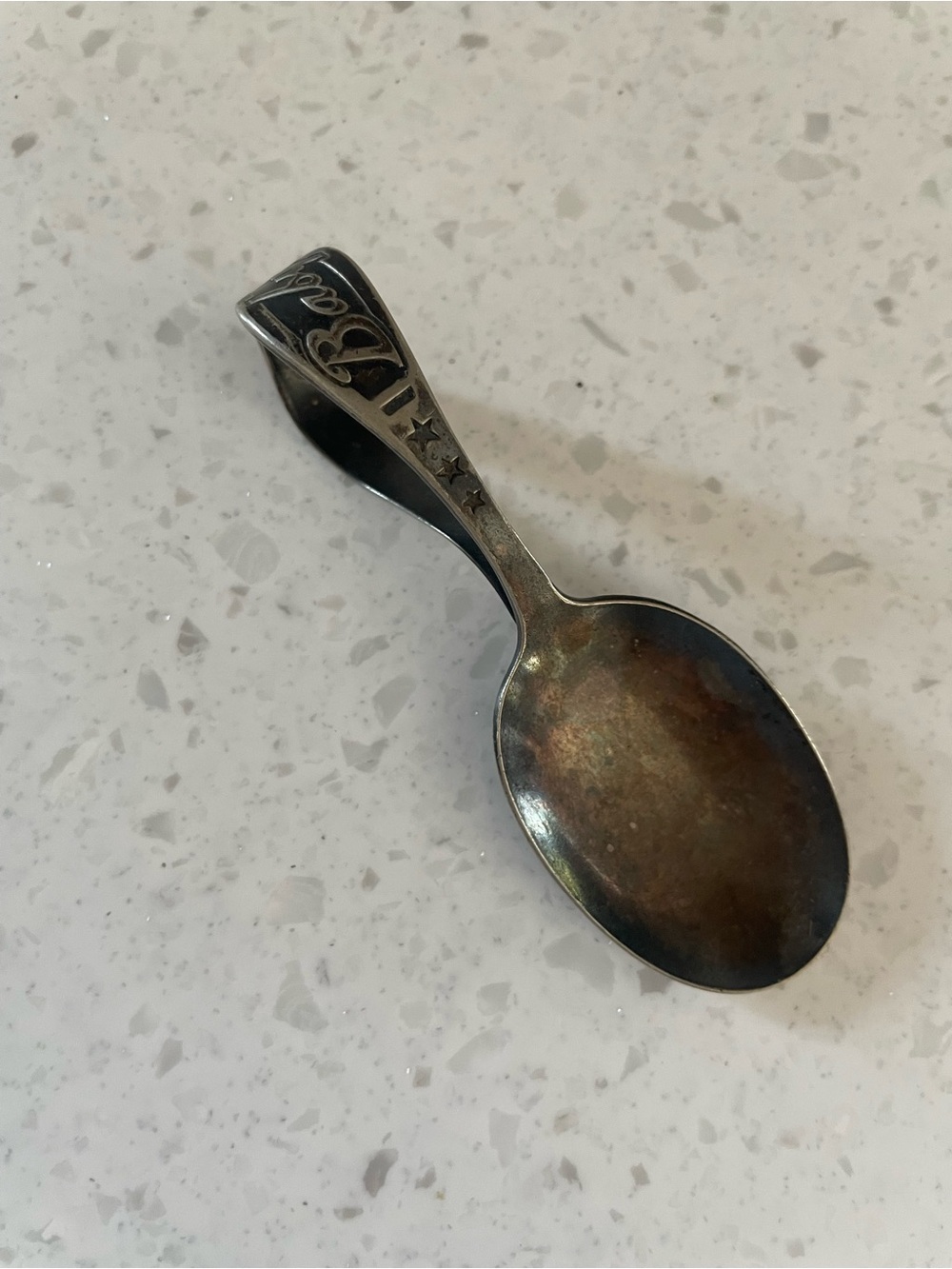 Antique Baby Loop Spoon Feeding Oneida Community Spellout Baby
